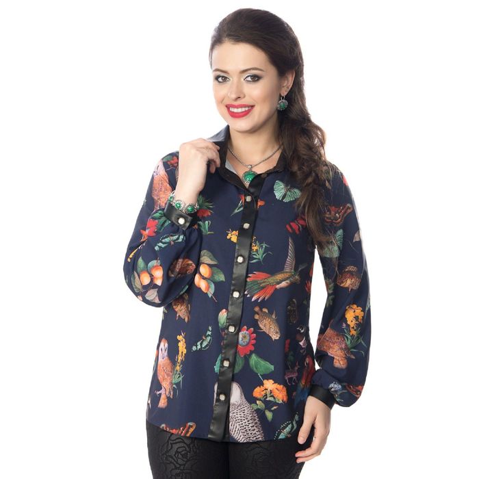 Рубашка женская, размер 52, цвет синий/красный М5-3358/3