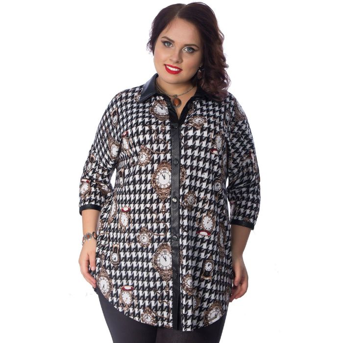 Рубашка женская, размер 52, цвет белый/чёрный М5-3419/7