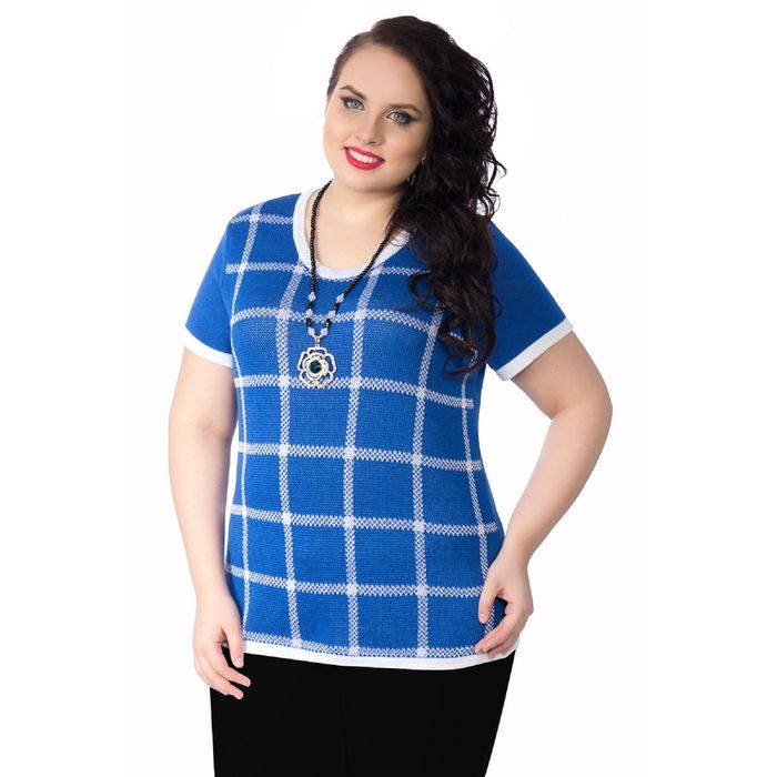 Джемпер женский, размер 52, цвет синий/белый Др3-120/1