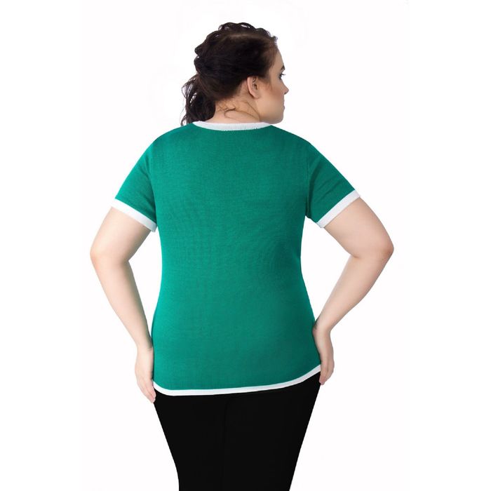 Джемпер женский, размер 52, цвет зелёный/белый Др3-120/3