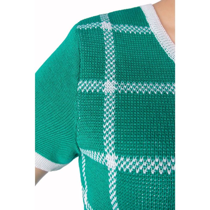 Джемпер женский, размер 52, цвет зелёный/белый Др3-120/3