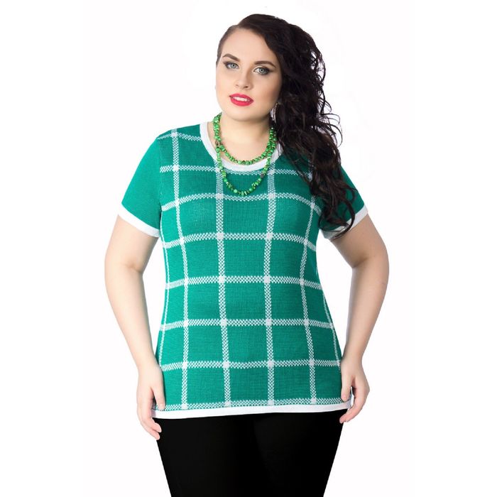 Джемпер женский, размер 52, цвет зелёный/белый Др3-120/3