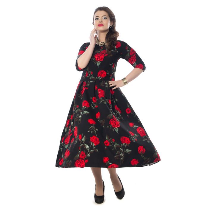 Платье женское, размер 52, цвет чёрный/красный П4-3371/1