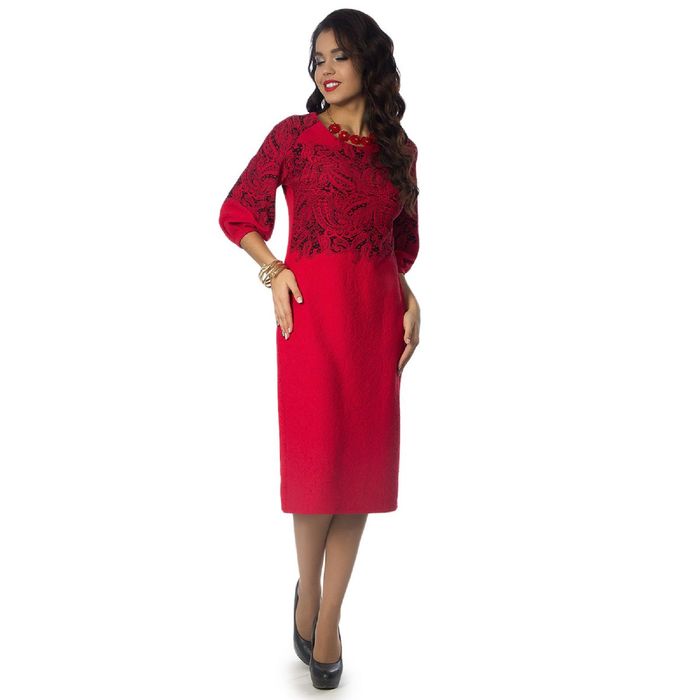 Платье женское, размер 42, цвет красный/чёрный П4-3423