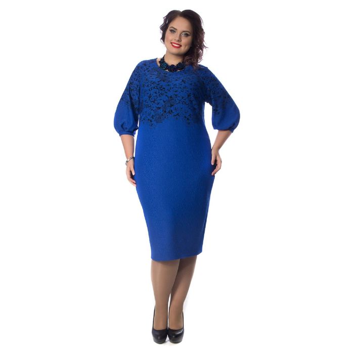 Платье женское, размер 52, цвет синий/чёрный П4-3423/3