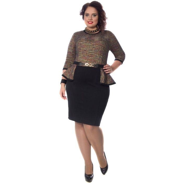 Платье женское, размер 52, цвет коричневый/чёрный П4-3425/1