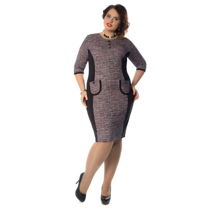 Платье женское, размер 52, цвет чёрный/розовый П4-3433/1