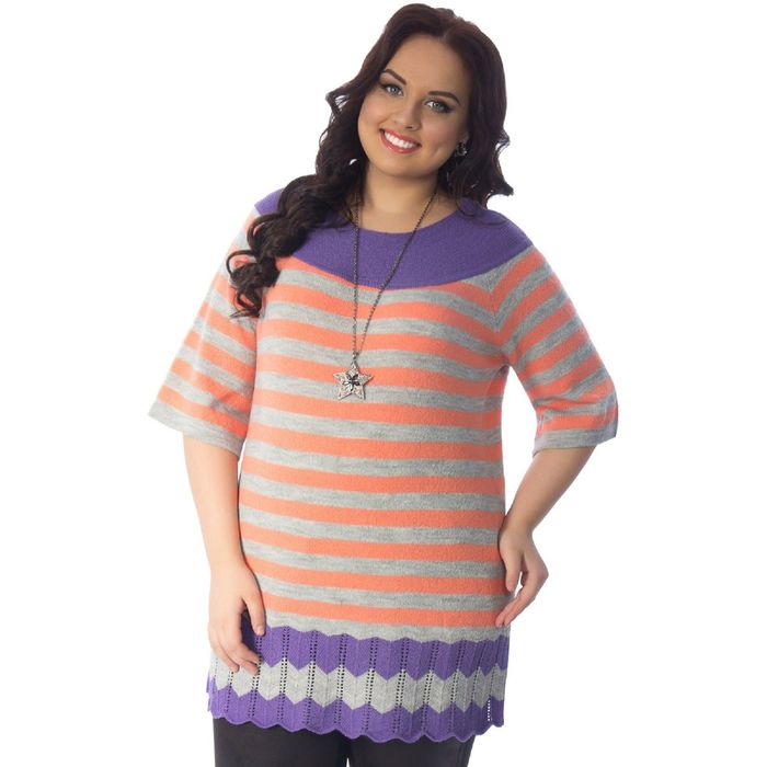 Туника женская, размер 52, цвет серый/сиреневый Др4-104/3