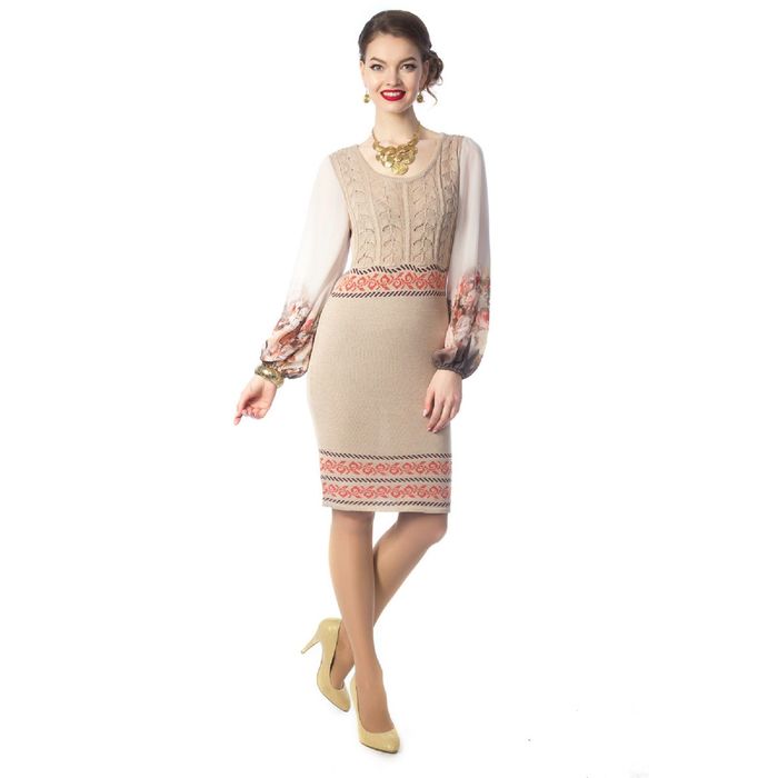 Платье женское, размер 42, цвет бежевый П5-2693