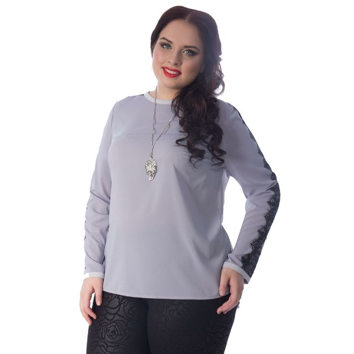 Блузка женская, размер 52, цвет серый/чёрный М4-3130/1