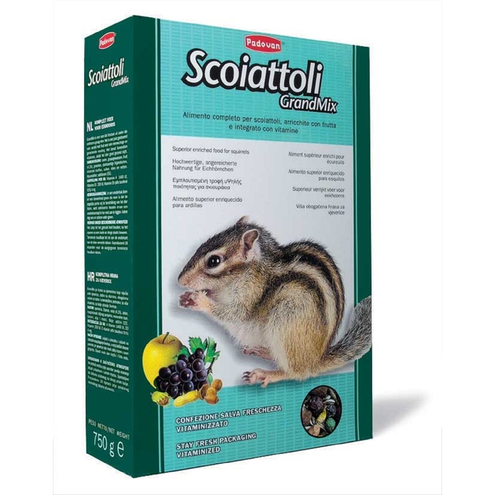 Корм Padovan GRANDMIX Scoiattoli комплексный/основной для белок и бурундуков , 750 г