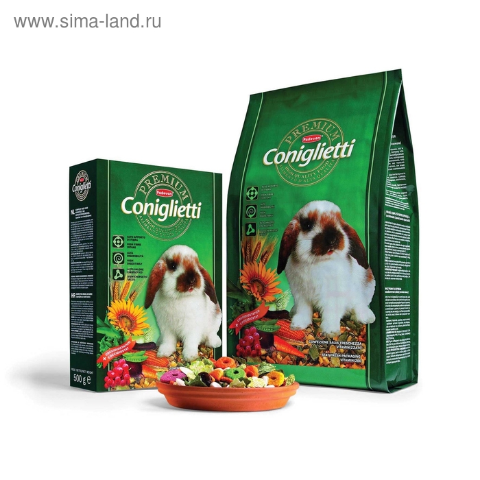 Корм Padovan  PREMIUM Coniglietti для кроликов и молодняка , 500 г
