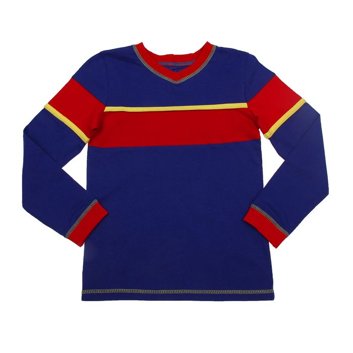 Джемпер для мальчика, рост 110 см, цвет васильковый/красный К-109