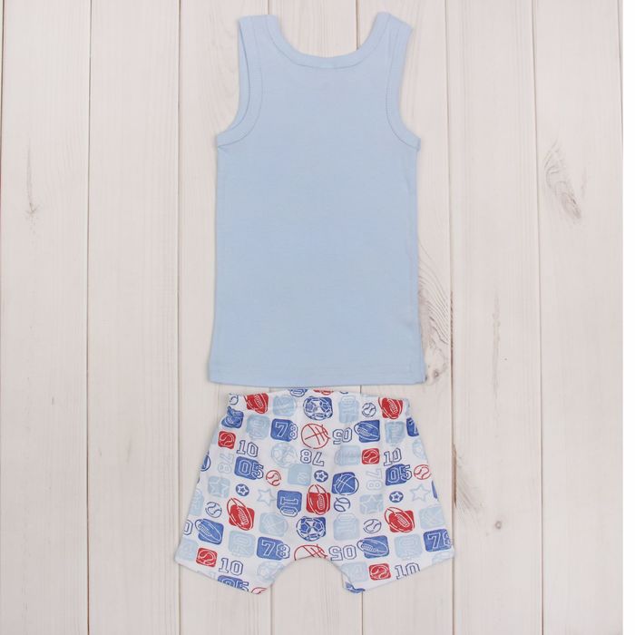 Комплект для мальчика (майка, трусы-боксеры), рост 92 см (52), цвет голубой