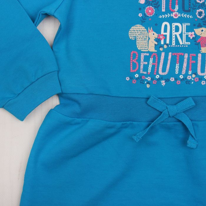 Платье для девочки, рост 98 см (56), цвет бирюзовый