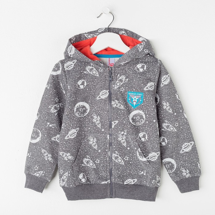 Куртка для мальчика, рост 104 см (56), цвет тёмно-серый меланж