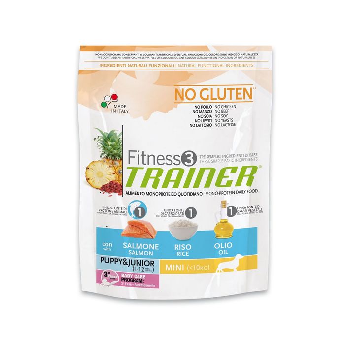 Сухой корм Trainer Fitness No Gluten Mini Puppy&Junior без глютена, лосось/рис, 800 г