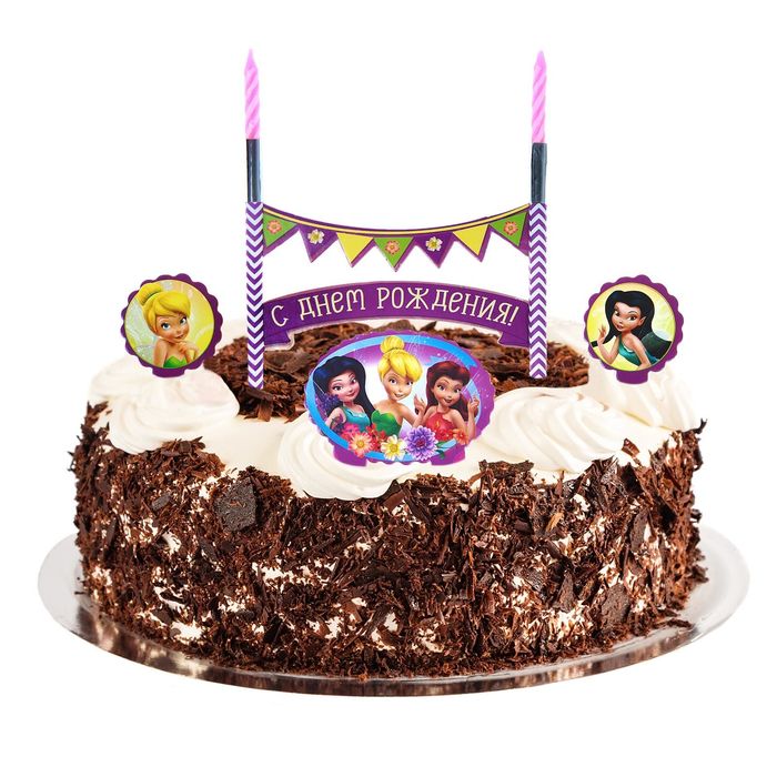 Свеча в торт Дисней "С Днем Рождения" 2 свечи, Феи