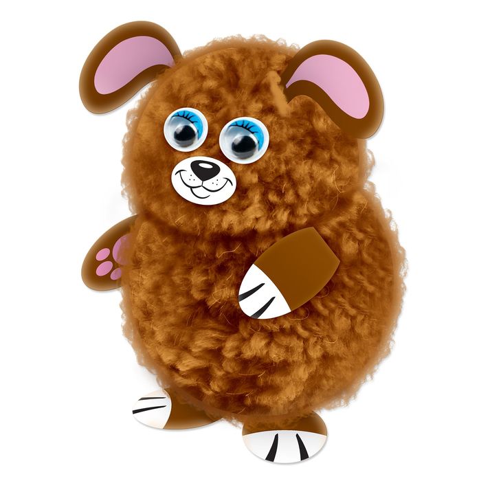 Пушистая игрушка из помпона "Собачка"