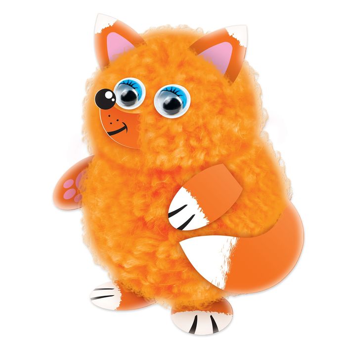 Пушистая игрушка из помпона "Лисичка"