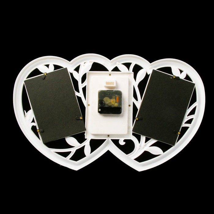 Часы настенные "Сердца", белые + 2 фоторамки 10 × 15 см