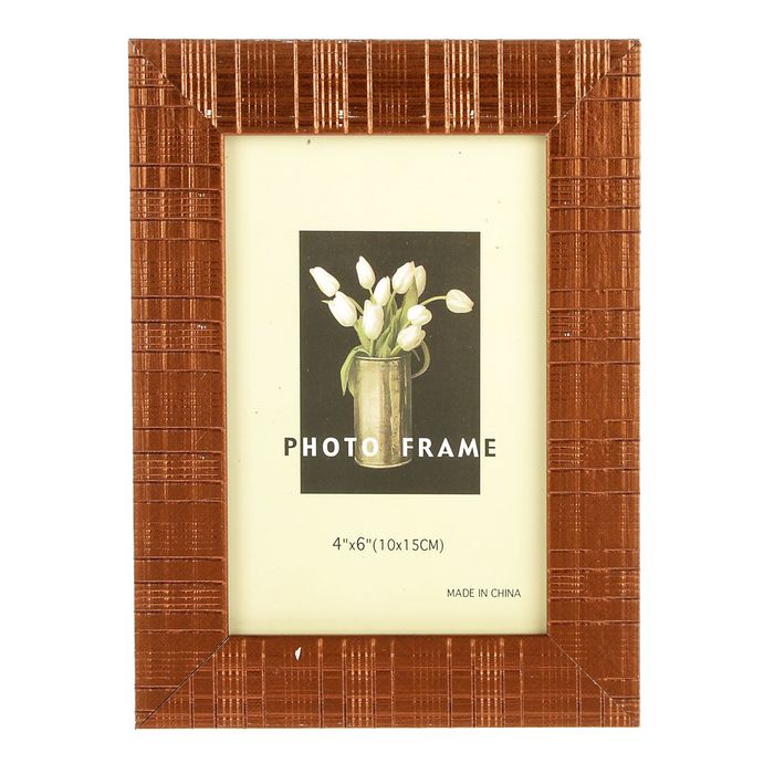 Фоторамка пластик 10х15 см "Золотистая клетка"