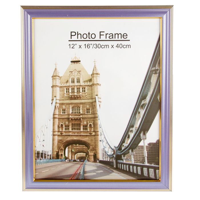 Фоторамка пластик 30х40 см "Сиреневая с золотыми полосками"(42,5х32,5 см)