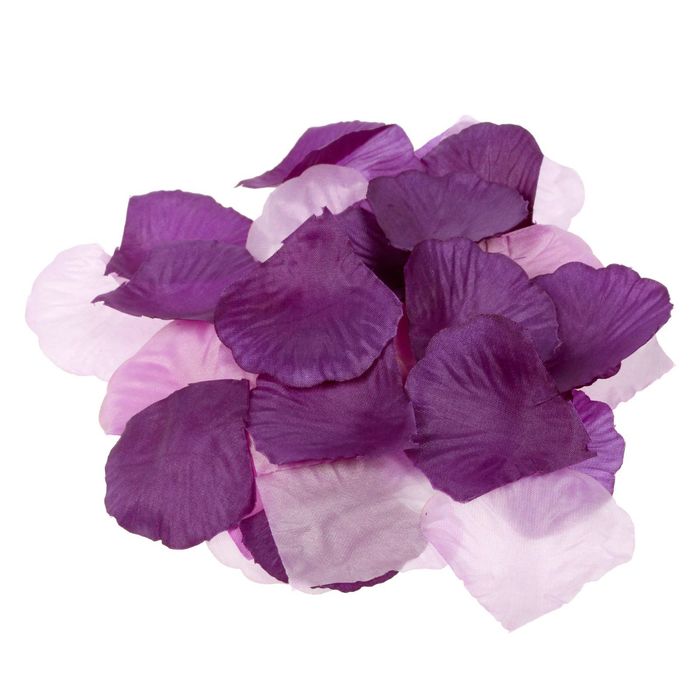 Лепестки роз с кульком, светло-сиреневые и пурпурные