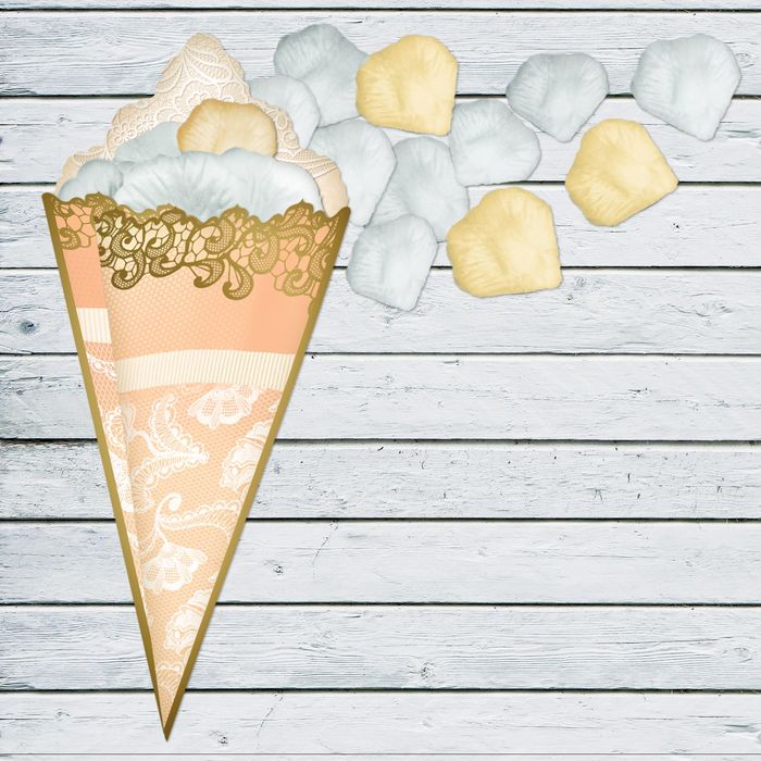 Лепестки роз с кульком, персиковые и беж