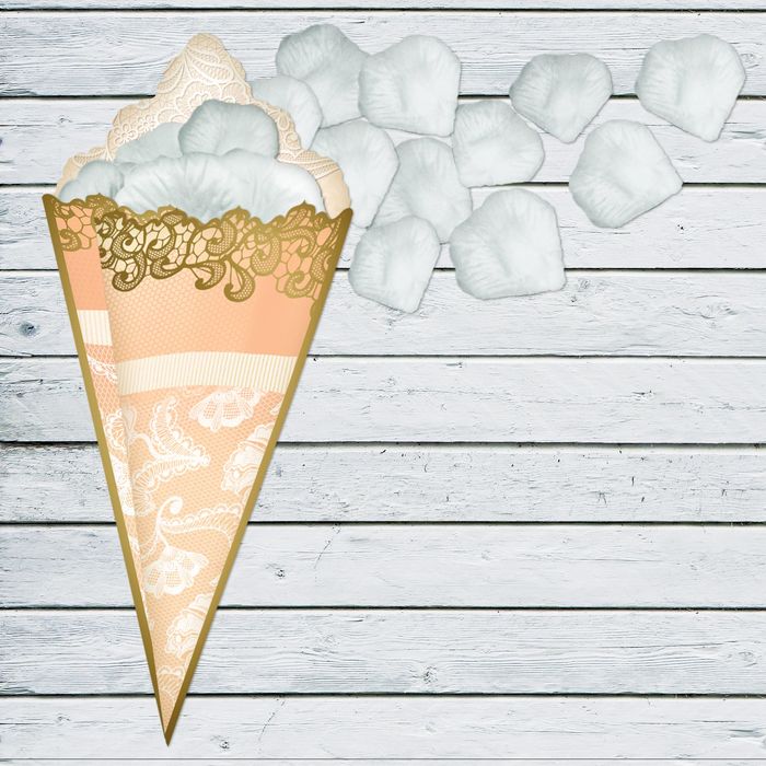 Лепестки роз с кульком, бежевые