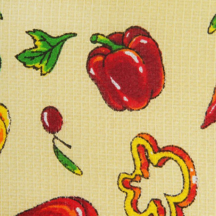 Полотенце вафельное набивное "Перцы", 40х70 см, беж, 160 гр/м, 100% хлопок 100%