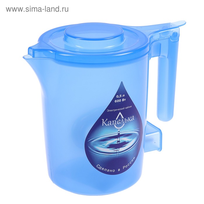 Чайник электрический Капелька, пластик, 0.5 л, 600 Вт, синий