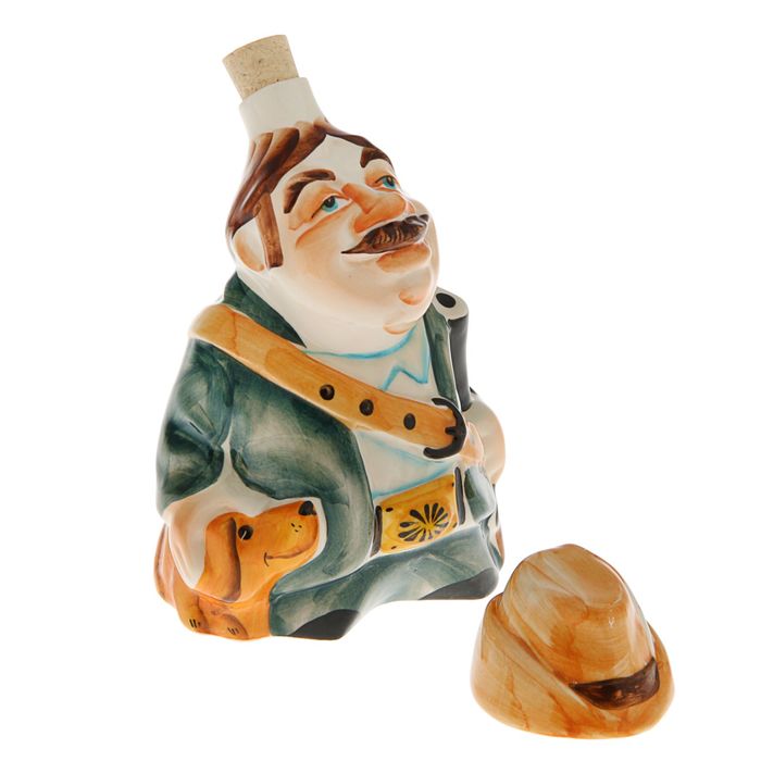 Набор фарфоровый: штоф «Охотник с собакой», 0.7 л + 3 рюмки