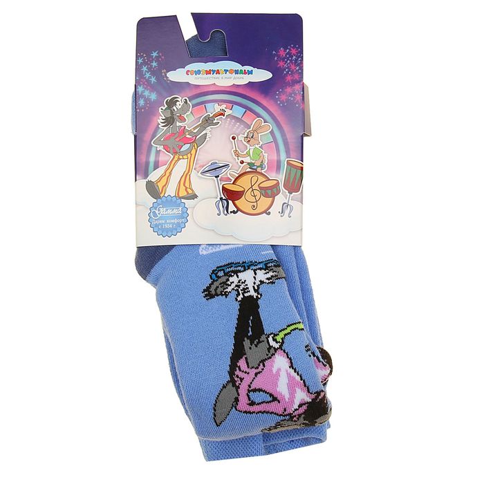 Колготки детские плюшевые С902(Л) цвет голубой, принт МИКС, рост 92-98
