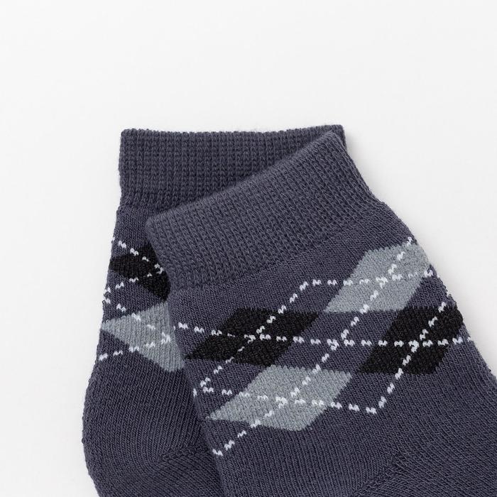 Носки детские плюшевые, цвет тёмно-серый, принт МИКС, размер 20-22