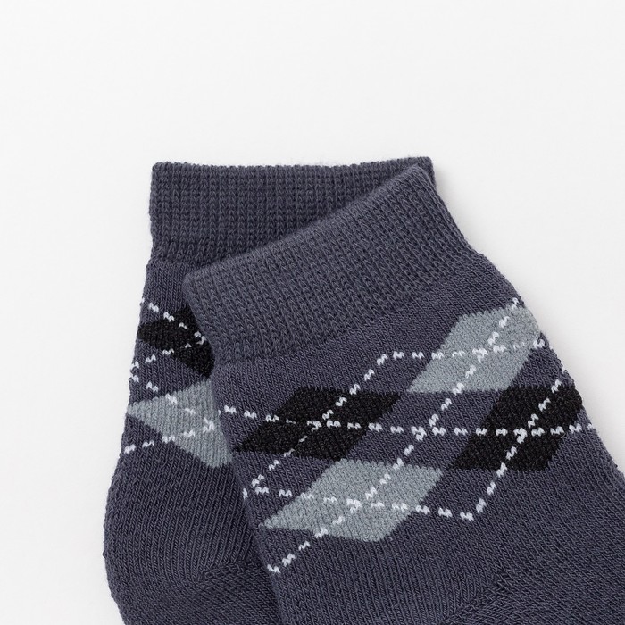 Носки детские плюшевые, цвет тёмно-серый, принт МИКС, размер 22-24