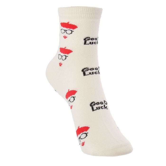 Носки детские, цвет кремовый, принт МИКС, размер 22-24