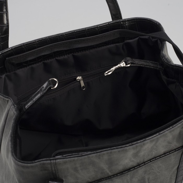 Сумка женская на молнии, 1 отдел, 2 наружных кармана, цвет чёрный