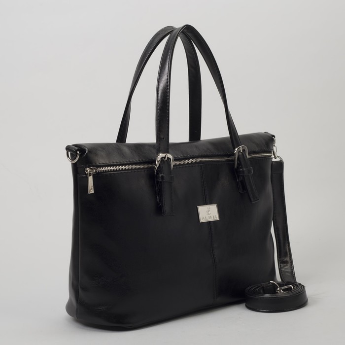 Сумка женская на молнии, 1 отдел, наружный карман, длинный ремень, цвет чёрный