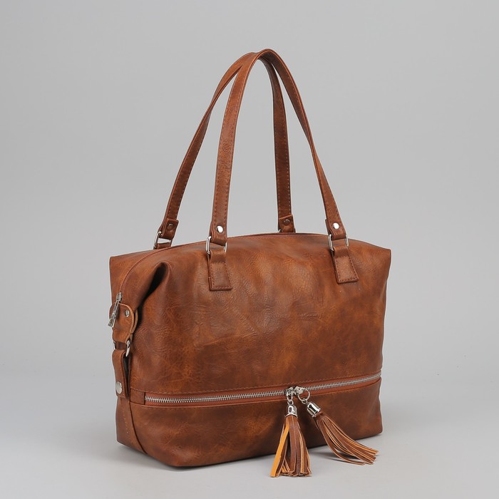 Сумка женская на молнии, 1 отдел, наружный карман, цвет рыжий