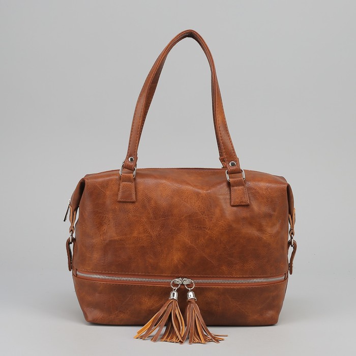 Сумка женская на молнии, 1 отдел, наружный карман, цвет рыжий