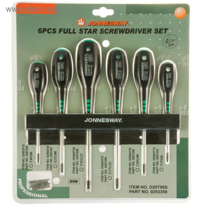 

Набор отверток Jonnesway D20T06S, TORX T10-T40, 6 предметов