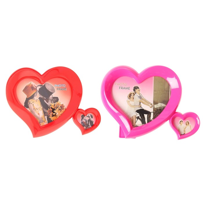 Фоторамка "Двойное сердце" 13x15 см; 5,5x6,5 см