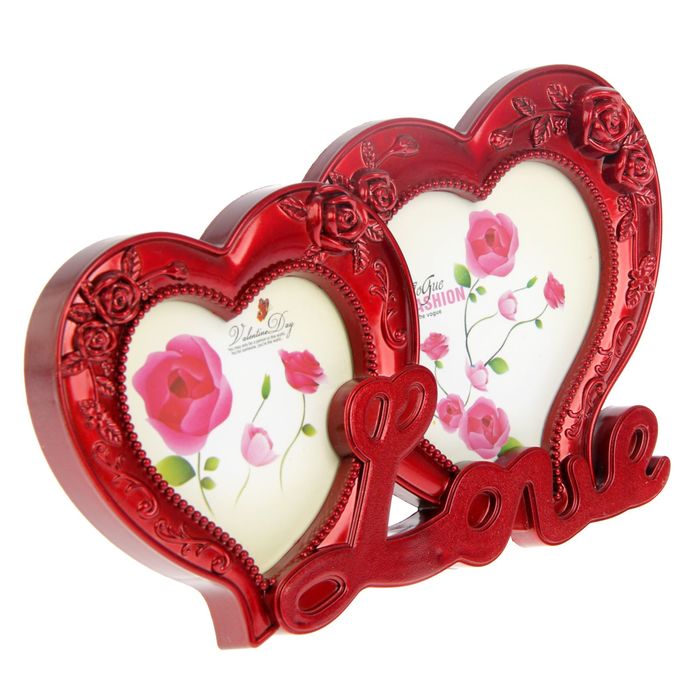 Фоторамка на 2 фото "2 Сердца - Любовь"