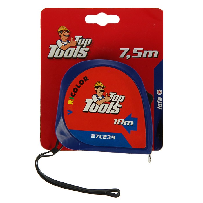 Рулетка Top Tools, 10 м x 25 мм, стальная лента