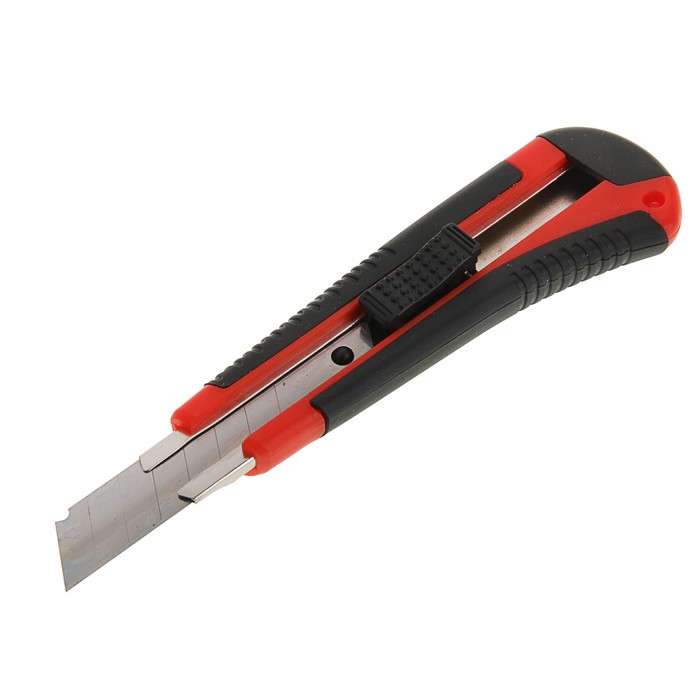 Нож универсальный Top Tools, прорезиненный корпус, квадратный фиксатор, усиленный, 18 мм