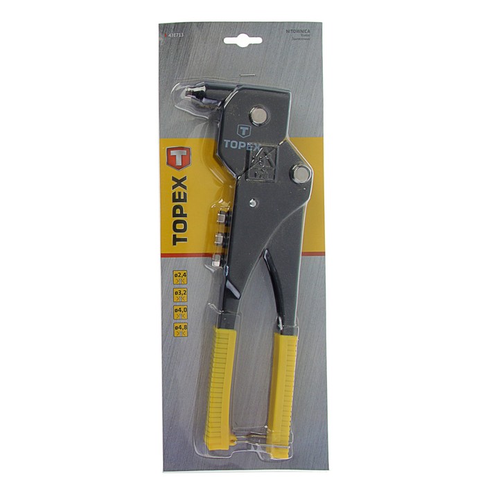 Заклепочник TOPEX, алюминиевый, заклепки 2.4 - 4.8 мм, 290 мм, несколько положений