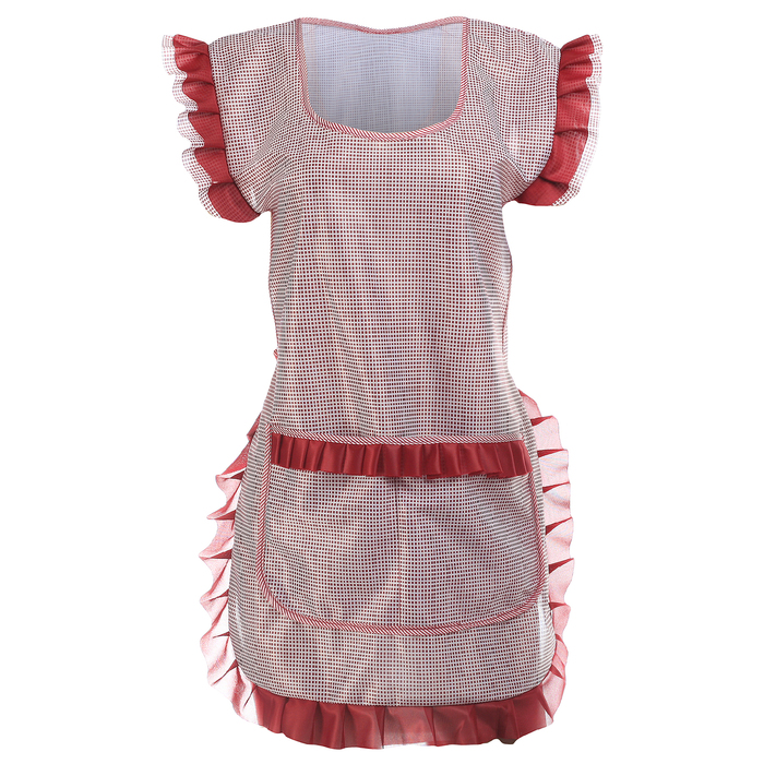 Фартук "Анюта", клетка, цвет бордовый