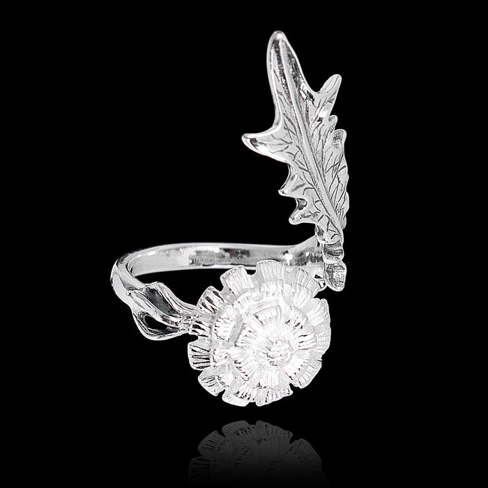 Кольцо "Одуванчик 1", безразмерное, цвет чернёное серебро