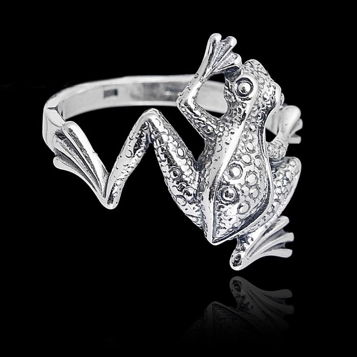 Кольцо "Квакуха", размер 18, цвет чернёное серебро